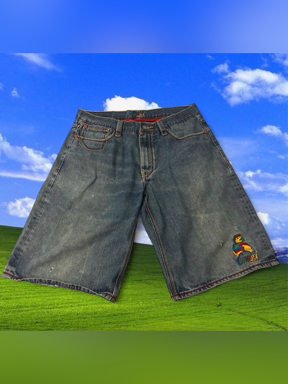 Coogi Embroidered Baggy Denim Shorts – Size 38
